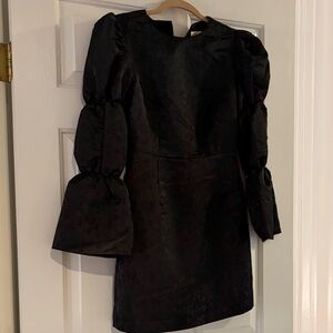 Elegant Black Dress with Puff Sleeves